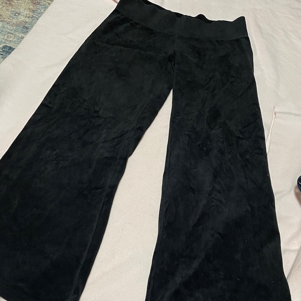 Juicy Couture Black Velour Wide Leg Pants